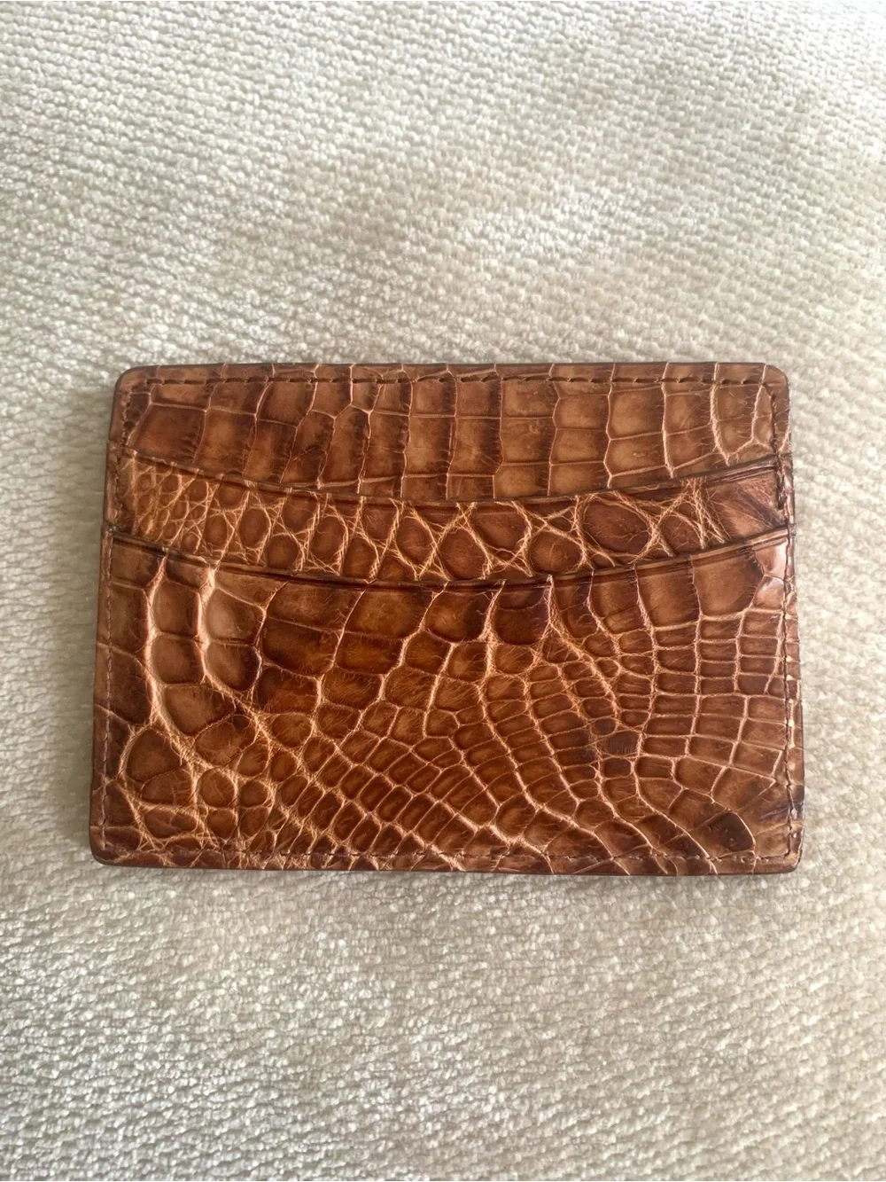 Made in the USA Brown Rugged 5 Pocket Credit Card Case Genuine Alligator Leather
